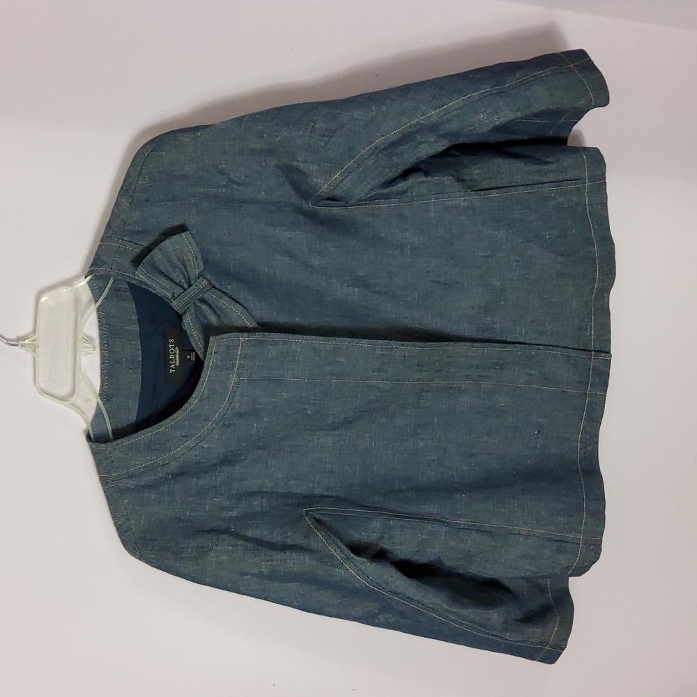 Talbots cropped Linen jacket